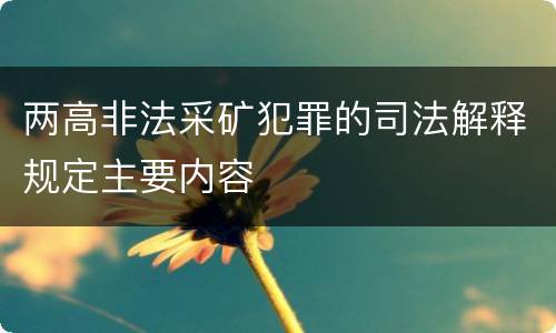两高非法采矿犯罪的司法解释规定主要内容