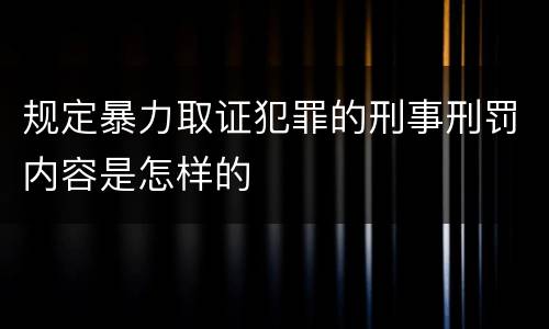 规定暴力取证犯罪的刑事刑罚内容是怎样的