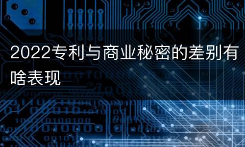 2022专利与商业秘密的差别有啥表现
