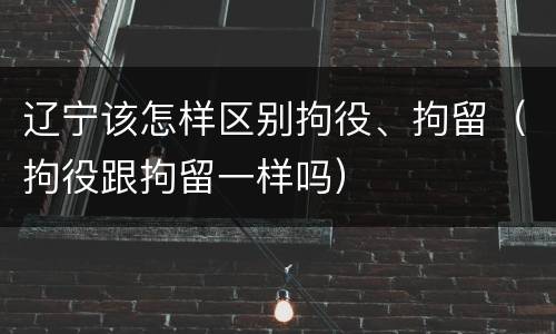 辽宁该怎样区别拘役、拘留（拘役跟拘留一样吗）