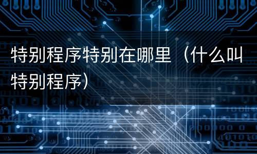 特别程序特别在哪里（什么叫特别程序）