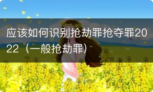 应该如何识别抢劫罪抢夺罪2022（一般抢劫罪）