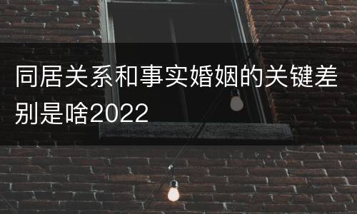 同居关系和事实婚姻的关键差别是啥2022
