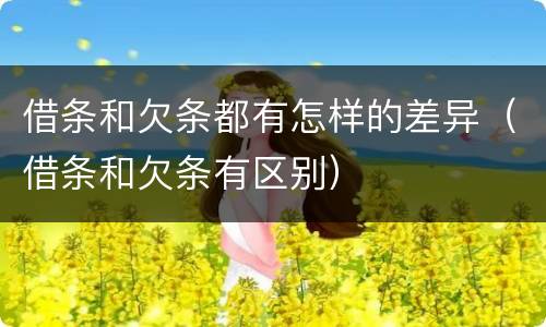 借条和欠条都有怎样的差异（借条和欠条有区别）