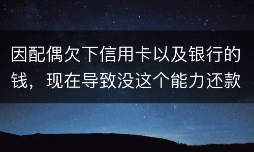 因配偶欠下信用卡以及银行的钱,现在导致没这个能力还款,该怎么做