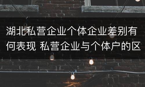 湖北私营企业个体企业差别有何表现 私营企业与个体户的区别