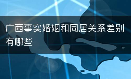 广西事实婚姻和同居关系差别有哪些