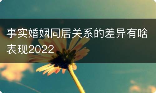 事实婚姻同居关系的差异有啥表现2022