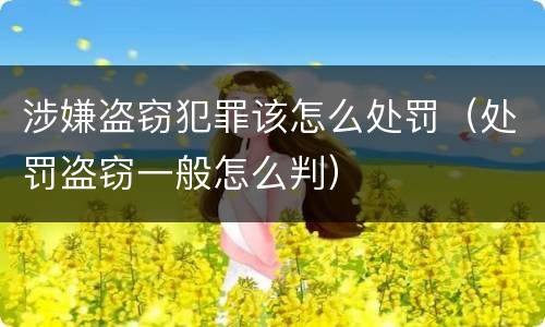 涉嫌盗窃犯罪该怎么处罚（处罚盗窃一般怎么判）