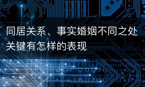 同居关系、事实婚姻不同之处关键有怎样的表现