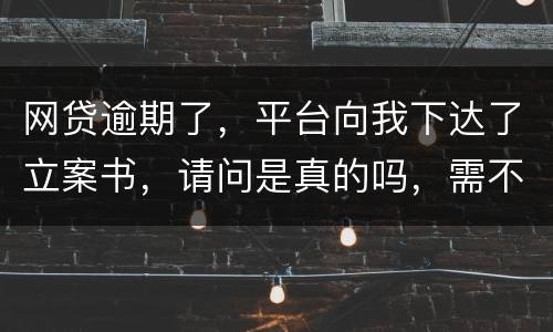 网贷逾期了，平台向我下达了立案书，请问是真的吗，需不需要还款