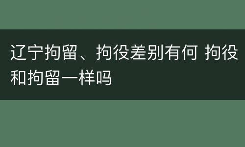 辽宁拘留、拘役差别有何 拘役和拘留一样吗