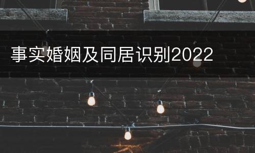 事实婚姻及同居识别2022