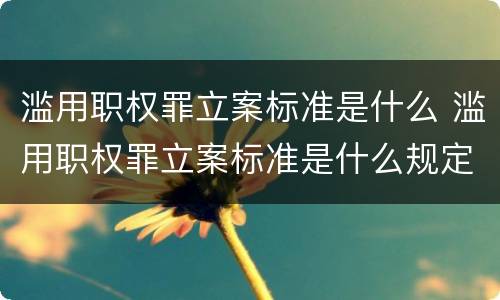 滥用职权罪立案标准是什么 滥用职权罪立案标准是什么规定