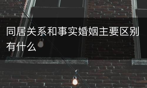 同居关系和事实婚姻主要区别有什么