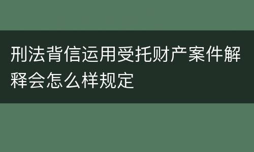 刑法背信运用受托财产案件解释会怎么样规定