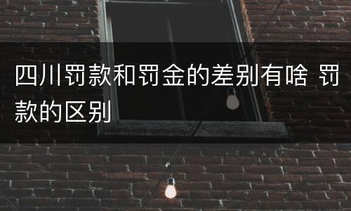 四川罚款和罚金的差别有啥 罚款的区别