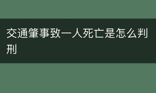 交通肇事致一人死亡是怎么判刑