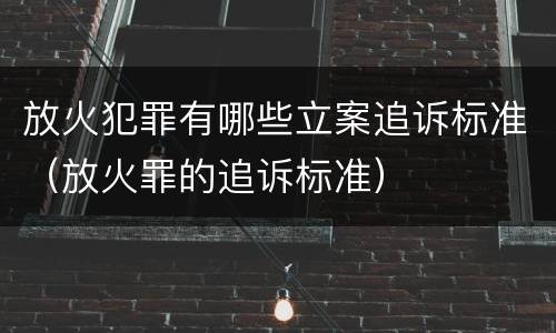 放火犯罪有哪些立案追诉标准（放火罪的追诉标准）