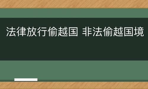 法律放行偷越国 非法偷越国境