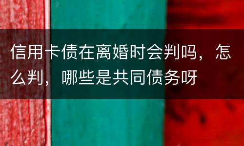 信用卡债在离婚时会判吗，怎么判，哪些是共同债务呀