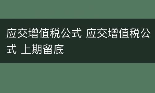 应交增值税公式 应交增值税公式 上期留底