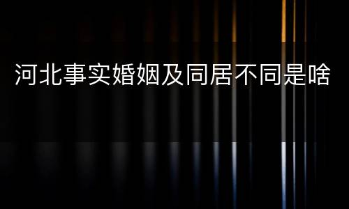 河北事实婚姻及同居不同是啥
