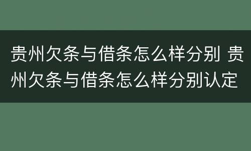 贵州欠条与借条怎么样分别 贵州欠条与借条怎么样分别认定