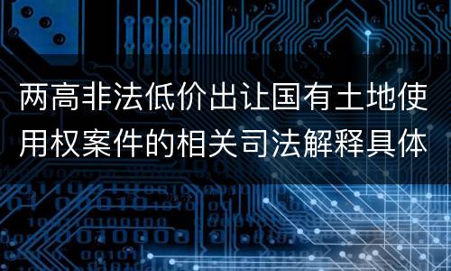 两高非法低价出让国有土地使用权案件的相关司法解释具体有哪些重要内容