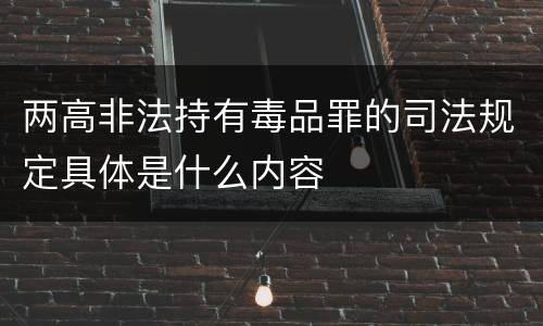 两高非法持有毒品罪的司法规定具体是什么内容