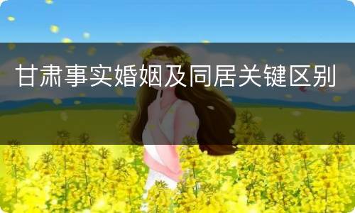 甘肃事实婚姻及同居关键区别