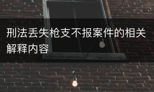 刑法丢失枪支不报案件的相关解释内容