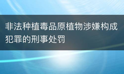 非法种植毒品原植物涉嫌构成犯罪的刑事处罚