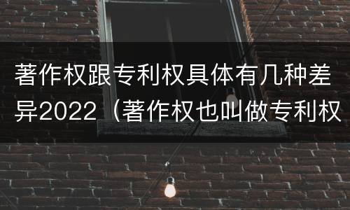 著作权跟专利权具体有几种差异2022（著作权也叫做专利权吗）