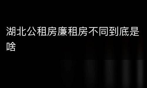 湖北公租房廉租房不同到底是啥