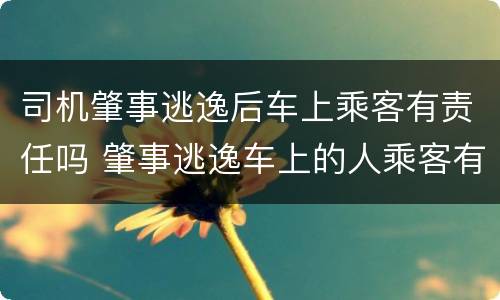 司机肇事逃逸后车上乘客有责任吗 肇事逃逸车上的人乘客有责任吗