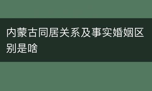 内蒙古同居关系及事实婚姻区别是啥