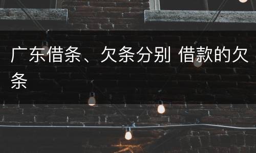 广东借条、欠条分别 借款的欠条