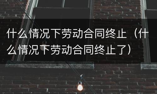 什么情况下劳动合同终止（什么情况下劳动合同终止了）