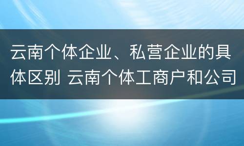 云南个体企业、私营企业的具体区别 云南个体工商户和公司
