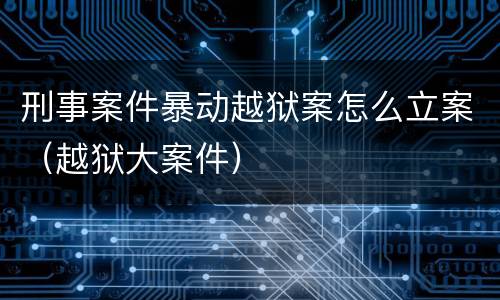 刑事案件暴动越狱案怎么立案（越狱大案件）