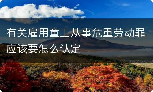 有关雇用童工从事危重劳动罪应该要怎么认定