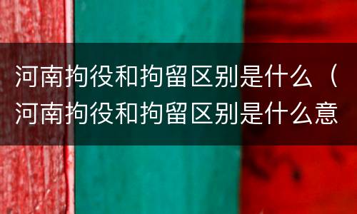 河南拘役和拘留区别是什么（河南拘役和拘留区别是什么意思）