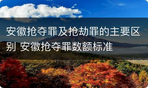 安徽抢夺罪及抢劫罪的主要区别 安徽抢夺罪数额标准