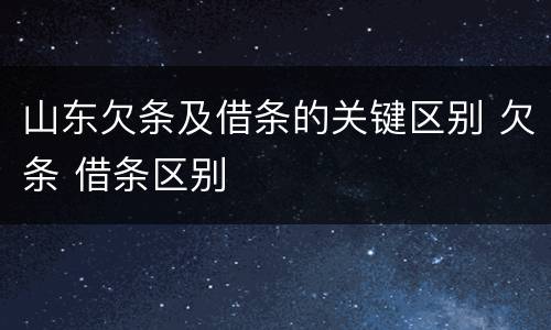 山东欠条及借条的关键区别 欠条 借条区别