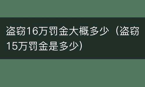 盗窃16万罚金大概多少（盗窃15万罚金是多少）