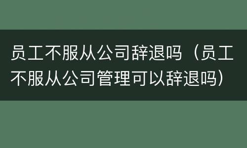 员工不服从公司辞退吗（员工不服从公司管理可以辞退吗）