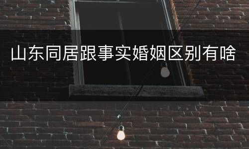 山东同居跟事实婚姻区别有啥