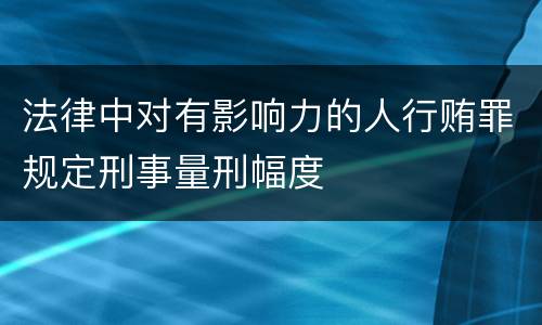 法律中对有影响力的人行贿罪规定刑事量刑幅度