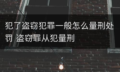 犯了盗窃犯罪一般怎么量刑处罚 盗窃罪从犯量刑